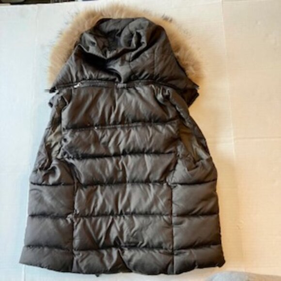 Mason's brown Down double zip vest w/removable fur hood Size US 8 - Picture 4 of 8